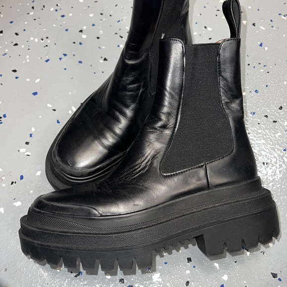 Zara combat sock boots leather rare size 36 or 6.5 mint - Picture 3 of 5